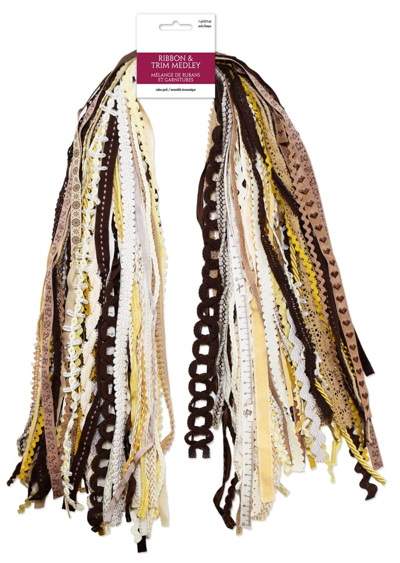 AoneFun Fabric Ribbon for Mums Fabric Trim Pack Hair Ribbons for Girls Decorative Bow Making Supplies Set Ribbons for Crafts Wrapping Approx 30 Yards Natural - Image 1